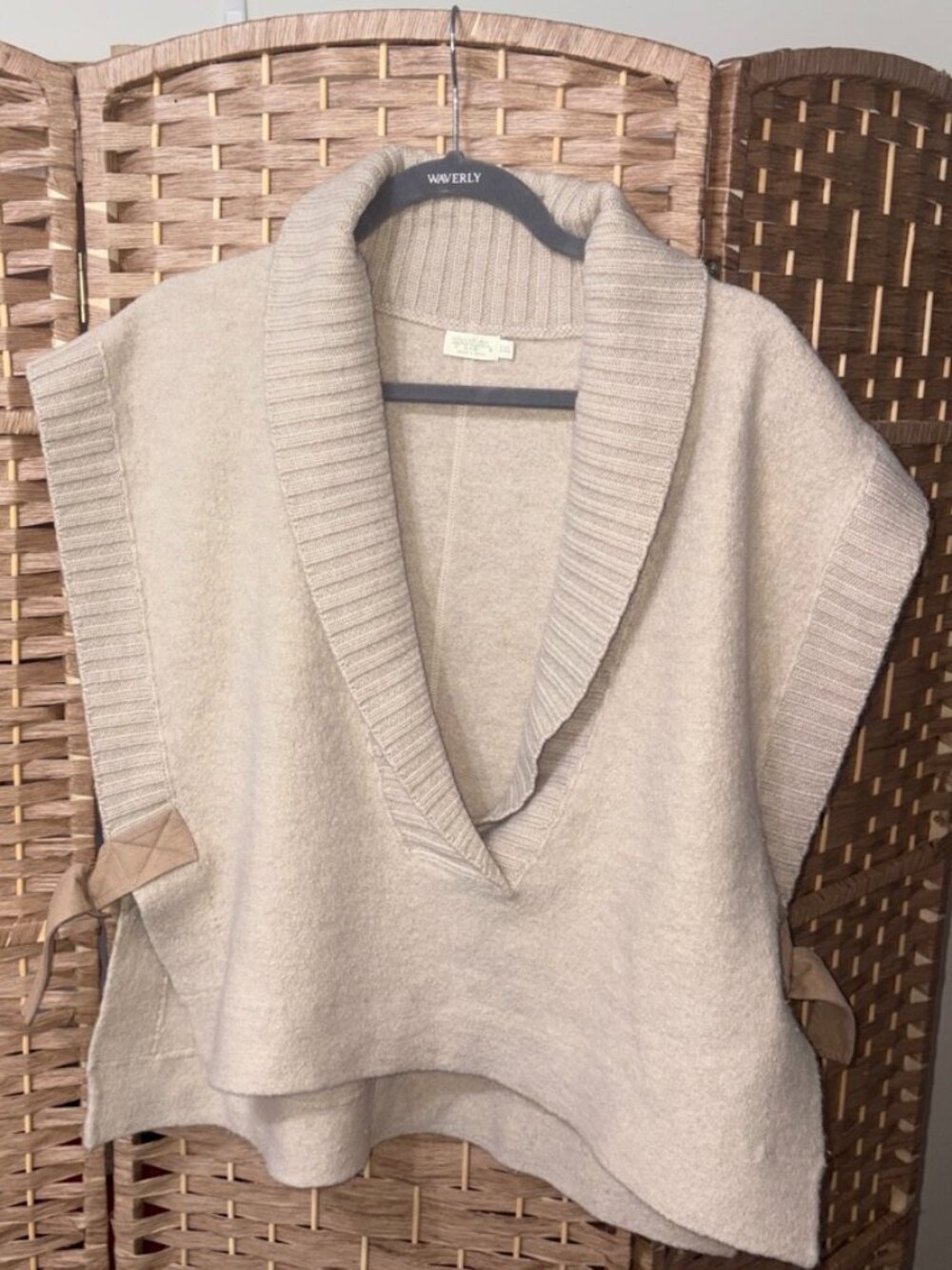SPARTINA 449 100% MERINO WOOL Sweater Pullover Cowl Neck Tunic Beige Buckle XXL